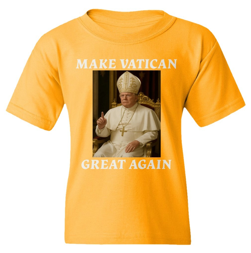 Make Vatican Great Again - Trump as Pope Funny Youth Unisex T-shirt - Picture 5 of 15