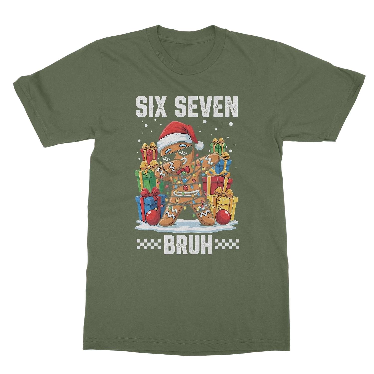 Six Seven Bruh Dabbing Gingerbread – 67 Meme Xmas Unisex T-Shirt