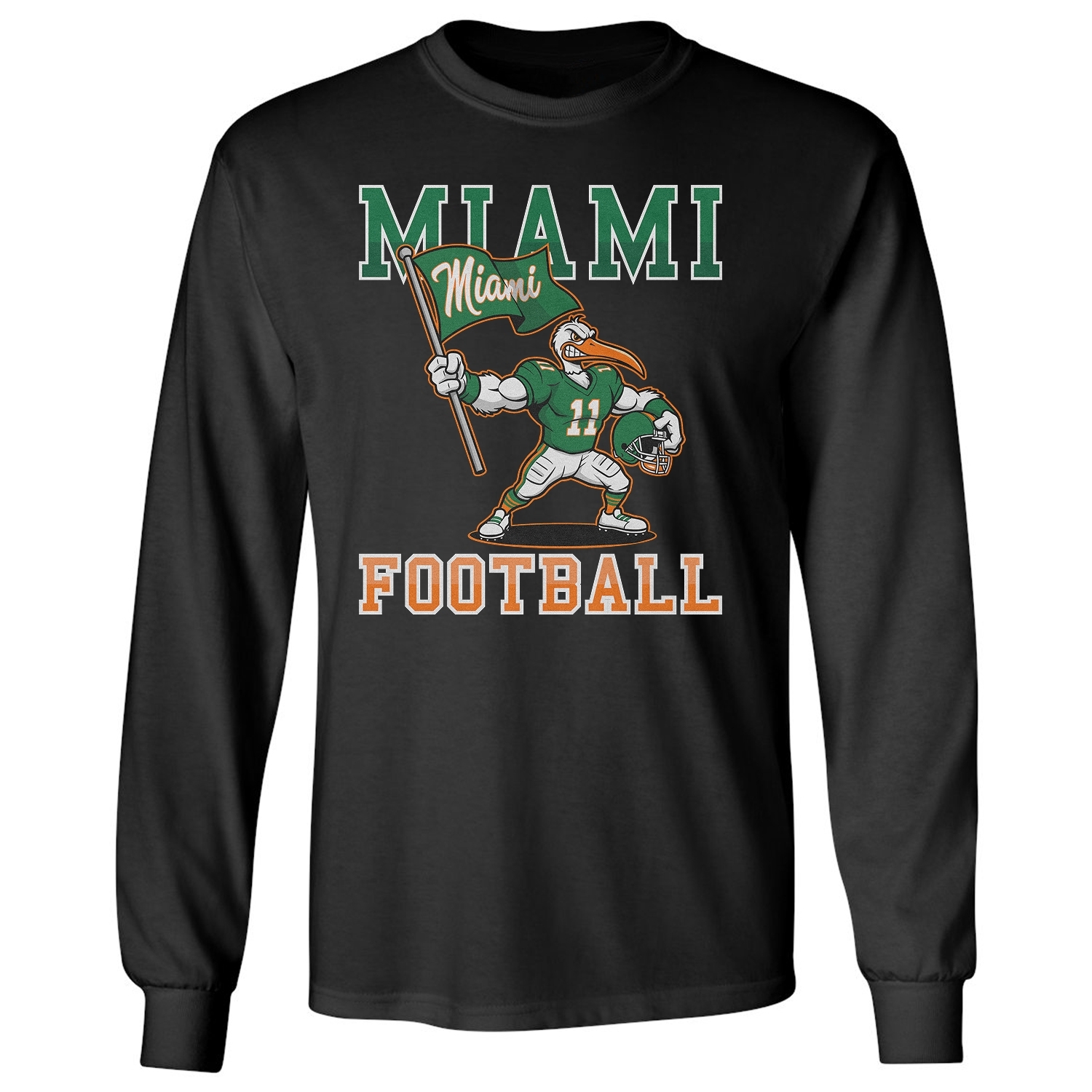 Miami Supporters Style – Heron Inspired Football Fans Long Sleeve T-Shirt