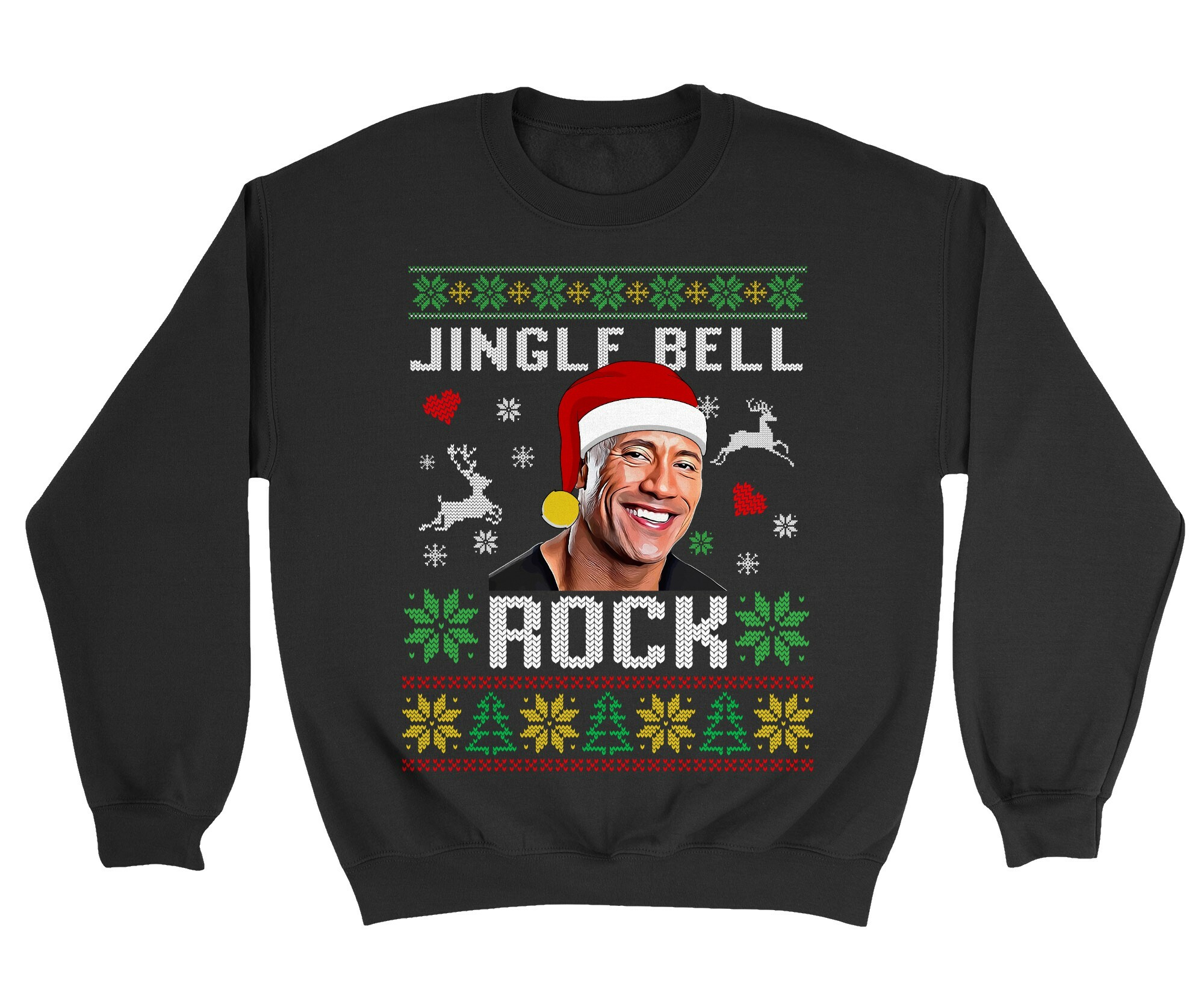 ベル The Rock Xmas Ugly Christmas Sweater Jingle Bell Rock Unisex