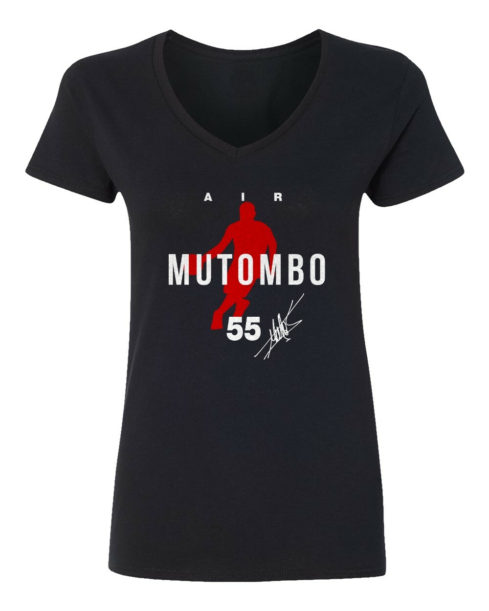 Air Dikembe Mutombo 55 Basketball Legend Tribute Ladies' V-Neck Tshirt