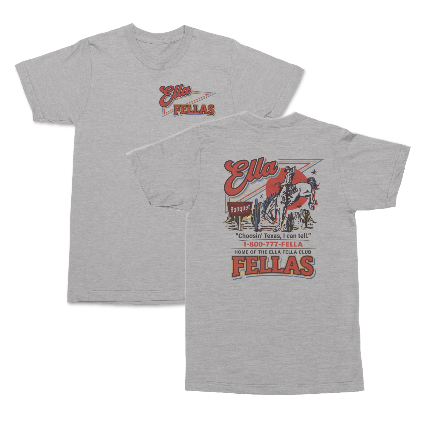 Ella Fella Club Western Cowboy Graphic 2-Sided Unisex T-Shirt