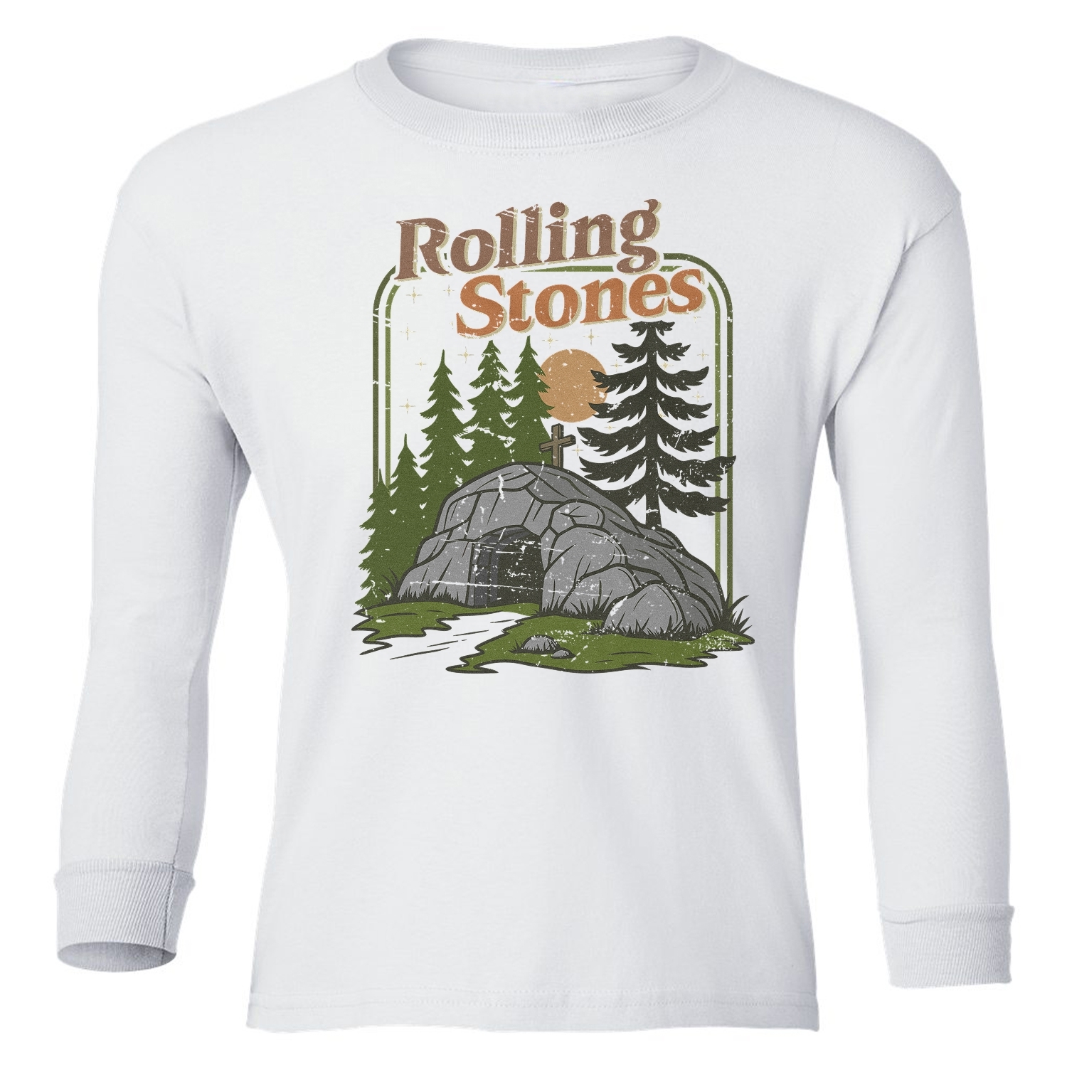 The Stone Was Rolled Away - He Is Alive Easter Youth Long Sleeve T-Shirt - Picture 12 of 12