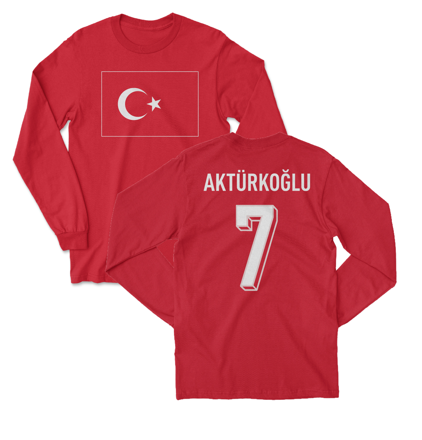 Turkiye Pride Akturkoglu 7 Two-Sided Jersey Style Long Sleeve T-Shirt