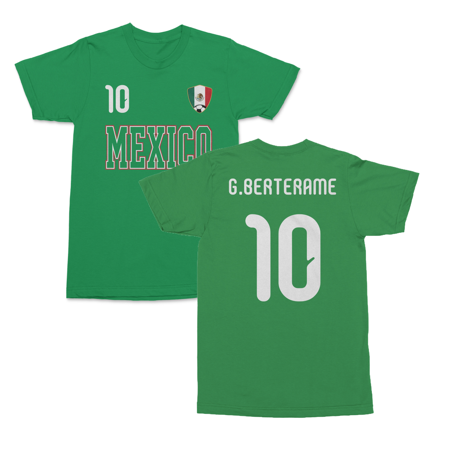 Mexico Berterame 10 Soccer Jersey Style 2-Side Unisex T-Shirt