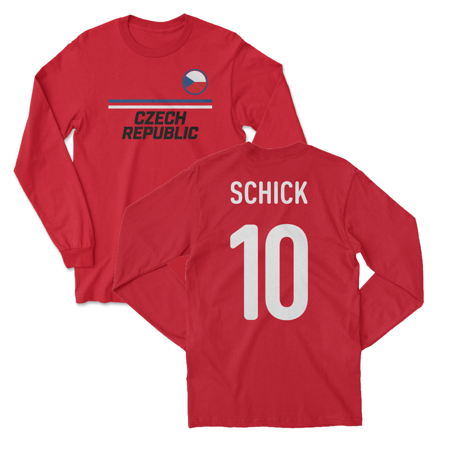 Czech Republic Soccer Fans Schick 10 Jersey Style Long Sleeve T-Shirt