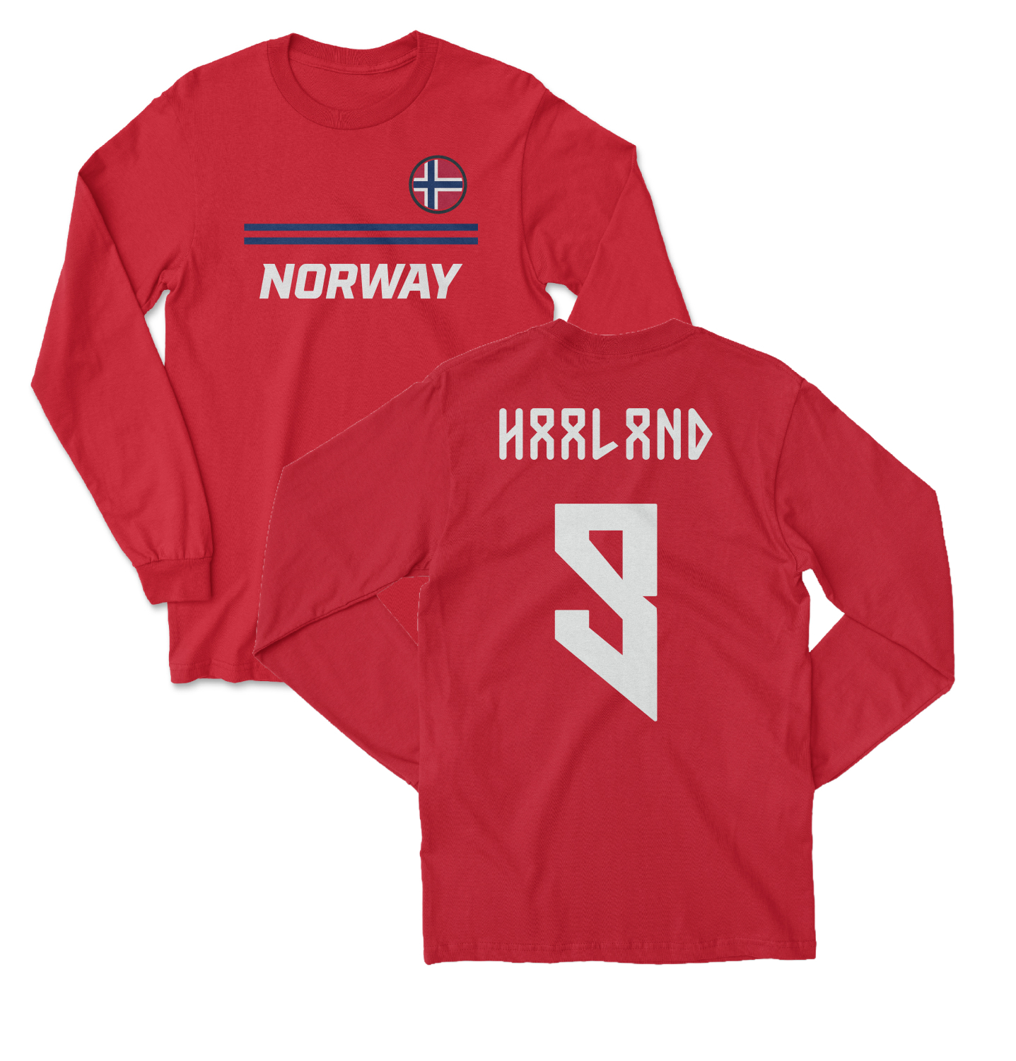 Norway Soccer Fans Haaland 9 Jersey Style Long Sleeve T-Shirt