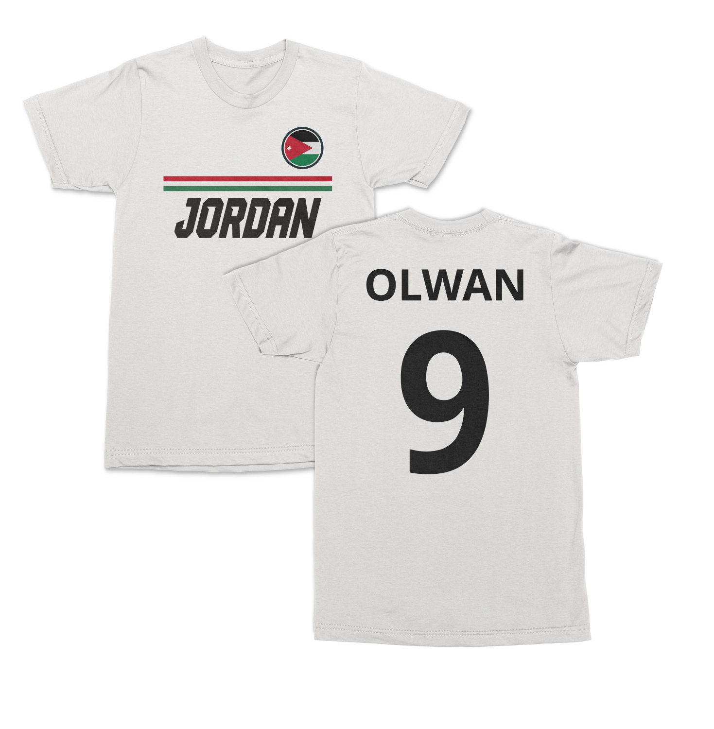 Jordanian Soccer Fans Olwan 9 Jersey Style 2-Sided Unisex T-Shirt