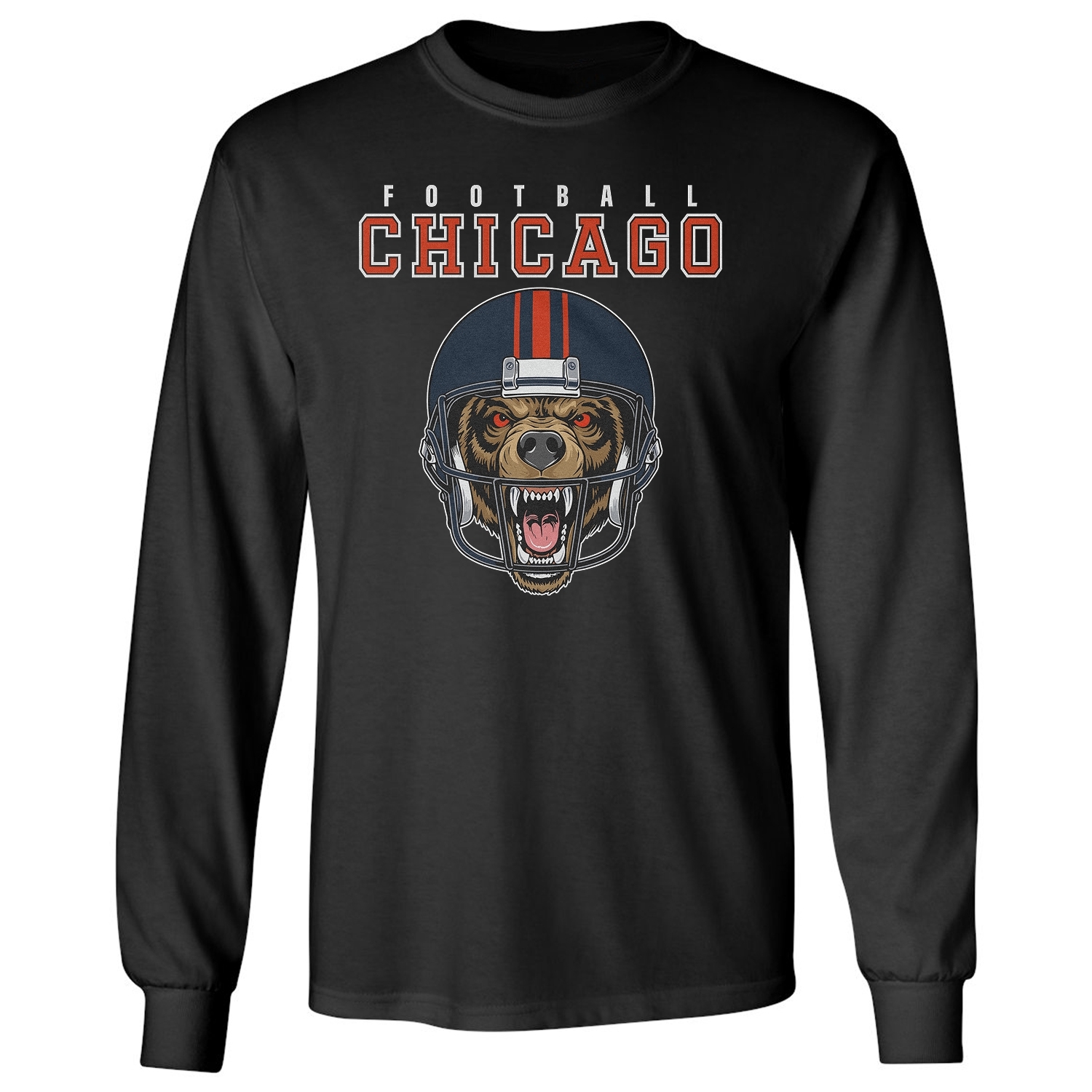 Chicago Inspired Mascot Portrait – Fans Tribute Style Long Sleeve T-Shirt