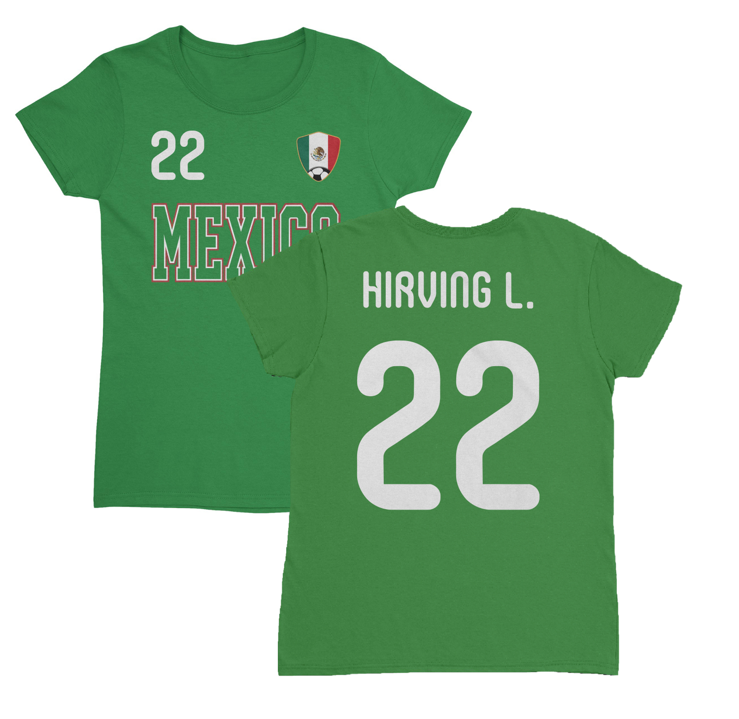 Mexico Hirving 22 Soccer Jersey Style 2-Side Ladies' Crewneck T-Shirt