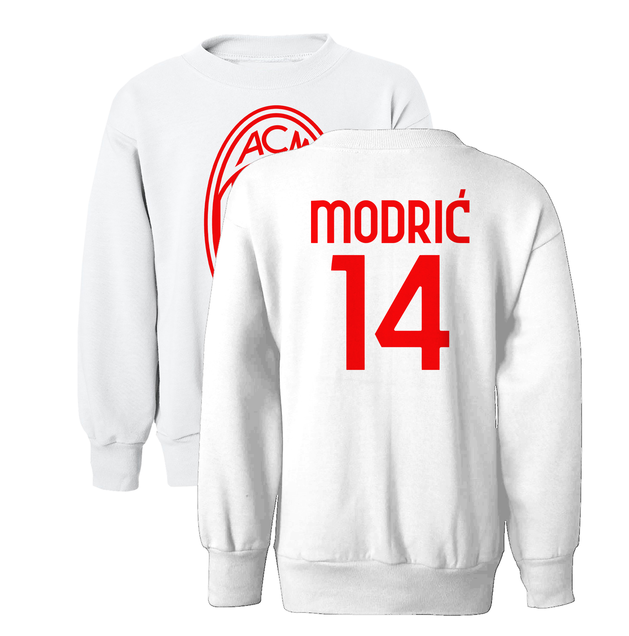 Modric #14 Legend - Milan Soccer Jersey Style Youth Crewneck Sweatshirt - Picture 7 of 8