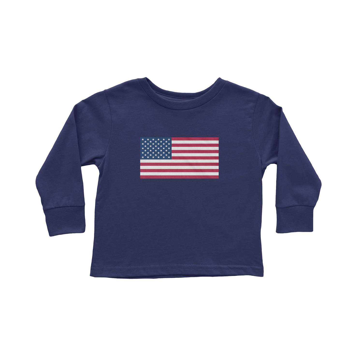 Reyna 7 USA Flag Patriotic Fans Two-Sided Toddler Long Sleeve TShirt
