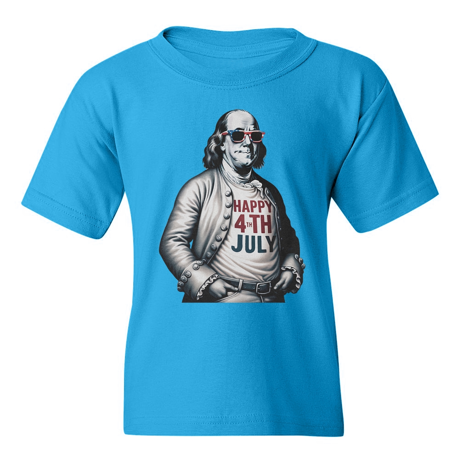Franklin Happy 4th Of July Tribute - Independence Day Youth Unisex T-shirt - Picture 14 of 15
