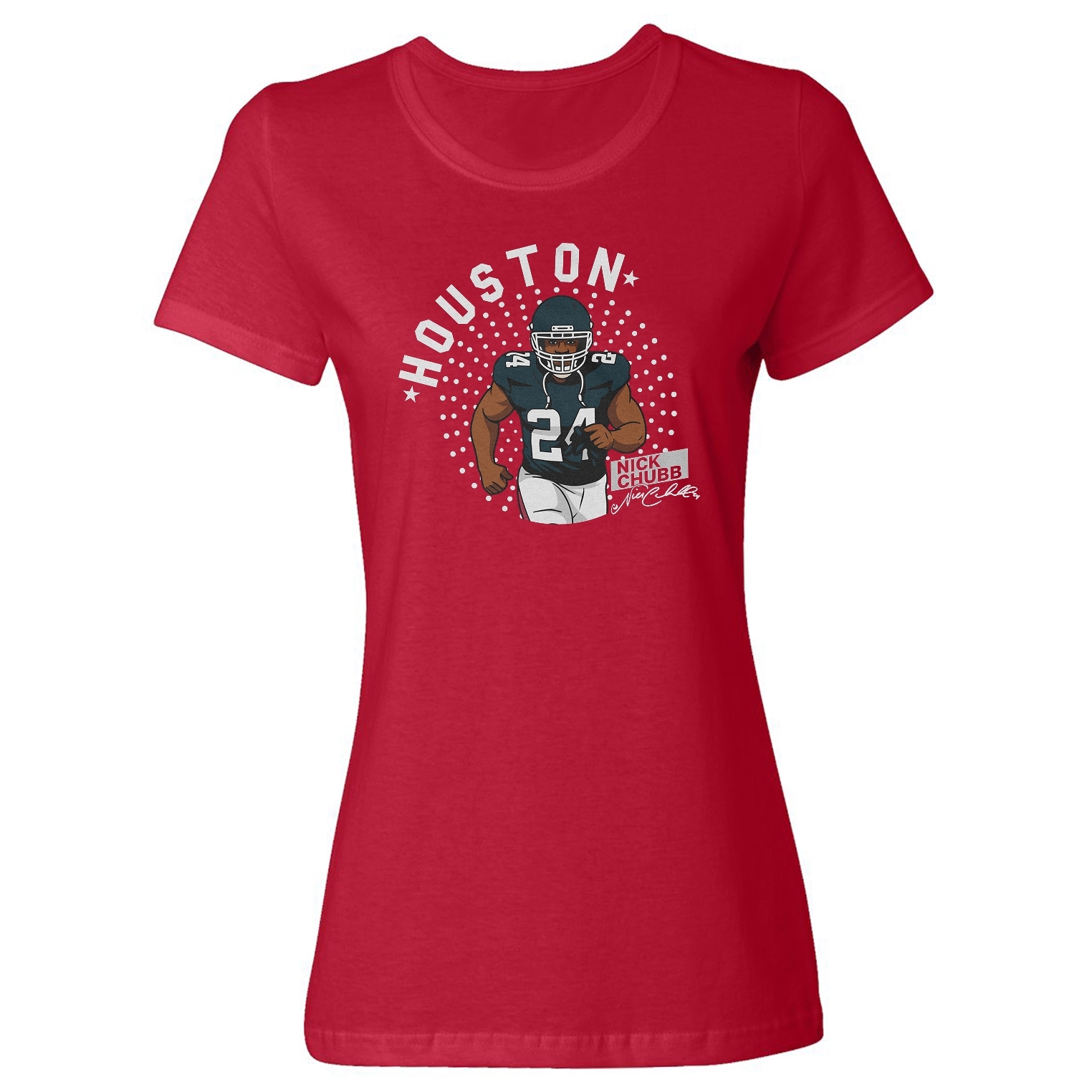 Chubb Tribute Houston Star Player - Football Fans Ladies' Crewneck T-Shirt - Picture 3 of 3