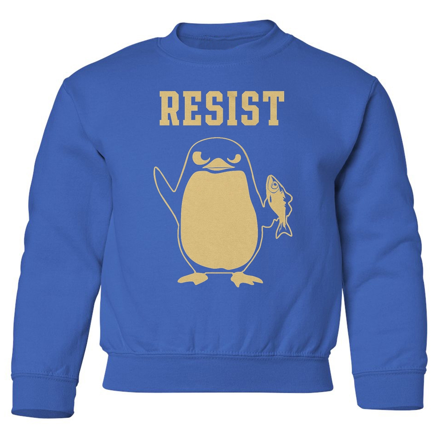 Resist Penguins - Tariff Protest Funny Youth Crewneck Sweatshirt - Picture 7 of 7