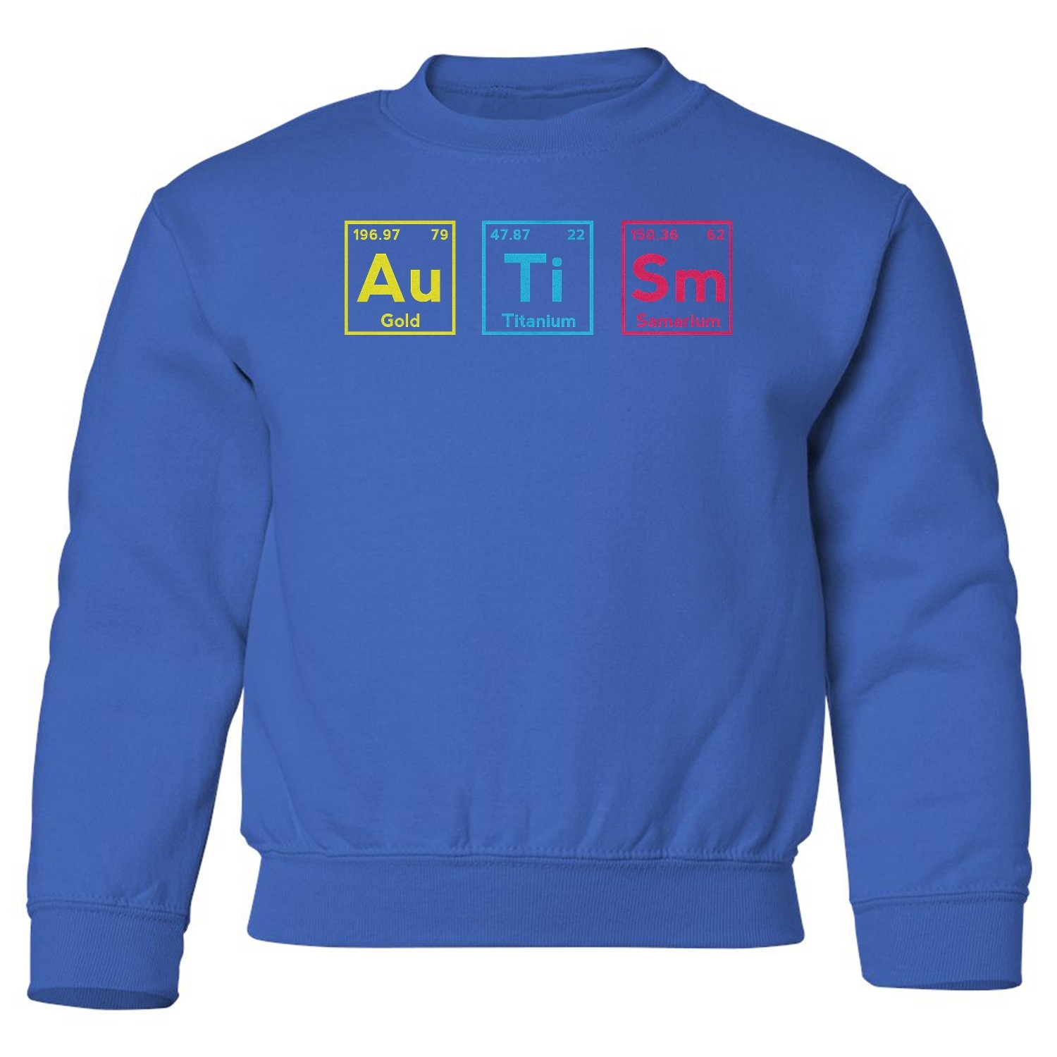 Autism Awareness Elements - Periodic Table Design Youth Crewneck Sweatshirt - Picture 7 of 8