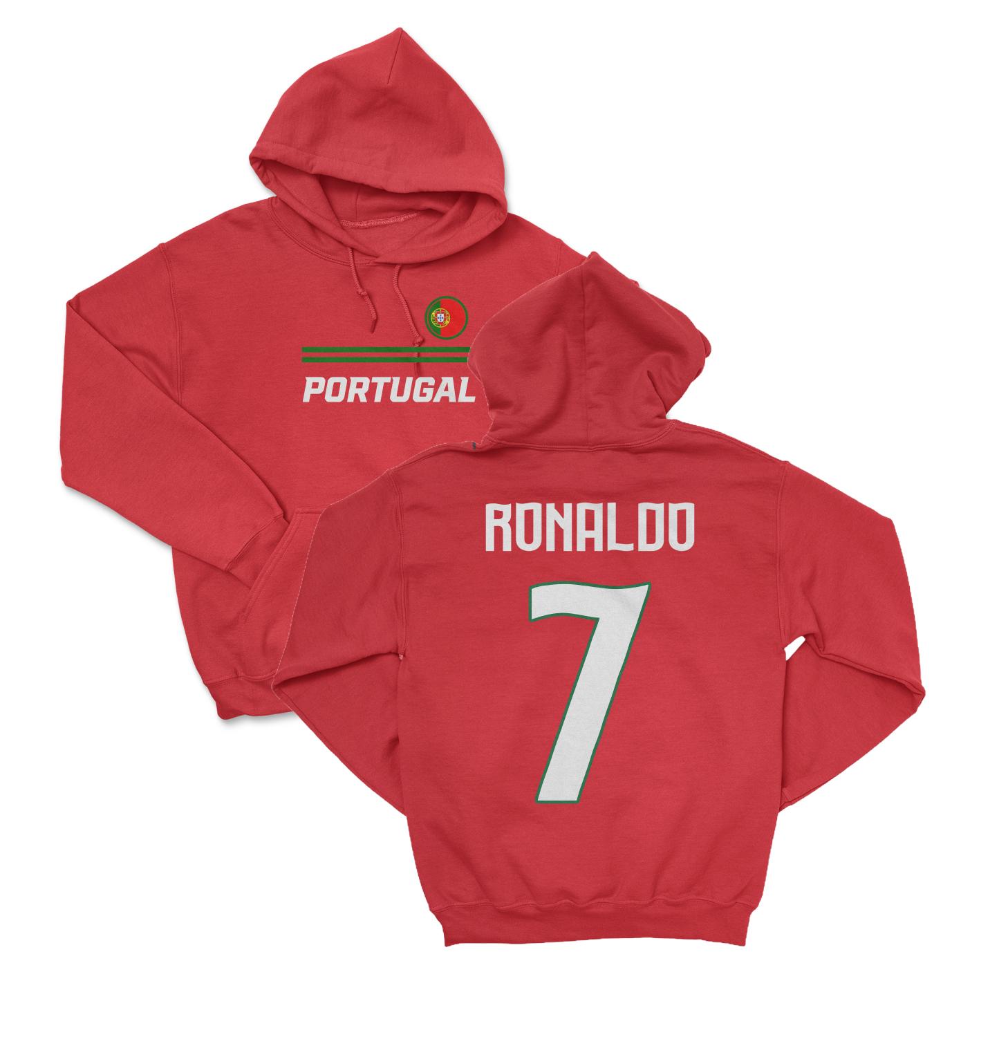 Portugal Soccer Fans Ronaldo 7 Jersey Style Unisex Hooded Sweatshirt
