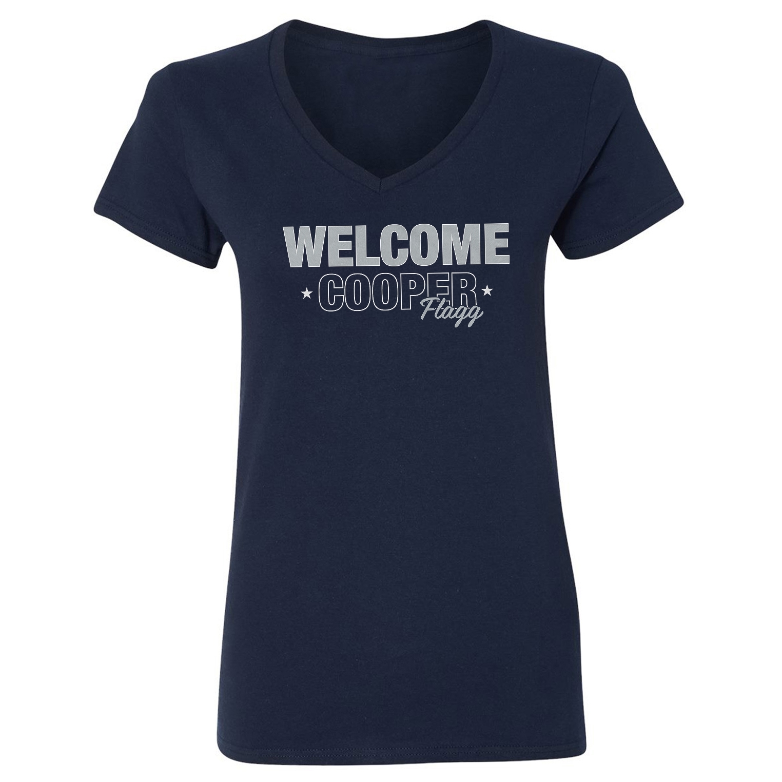 Welcome Flagg Bball Inspired Design - Dallas Fans Ladies' V-Neck Tshirt - Picture 2 of 3
