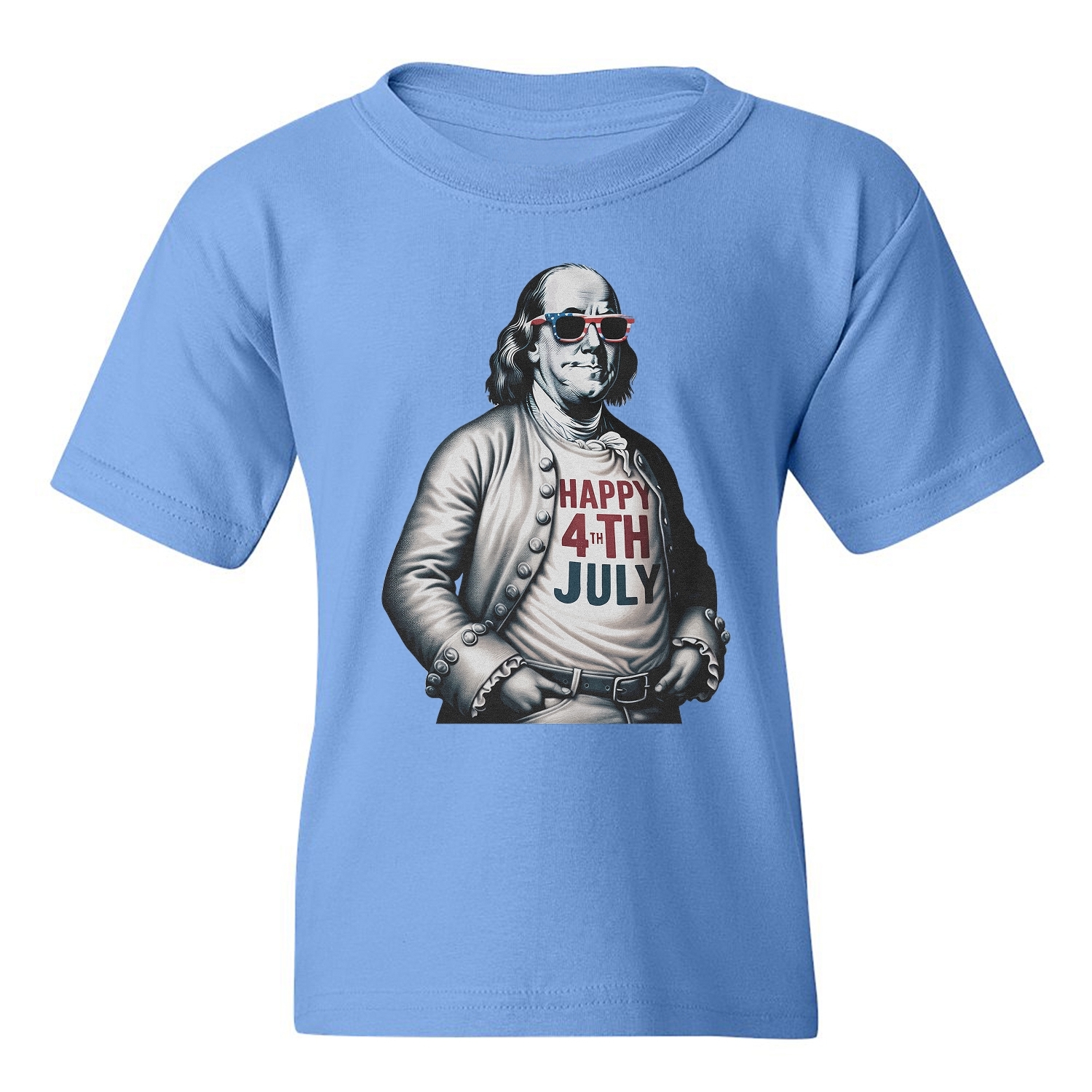 Franklin Happy 4th Of July Tribute - Independence Day Youth Unisex T-shirt - Picture 4 of 15
