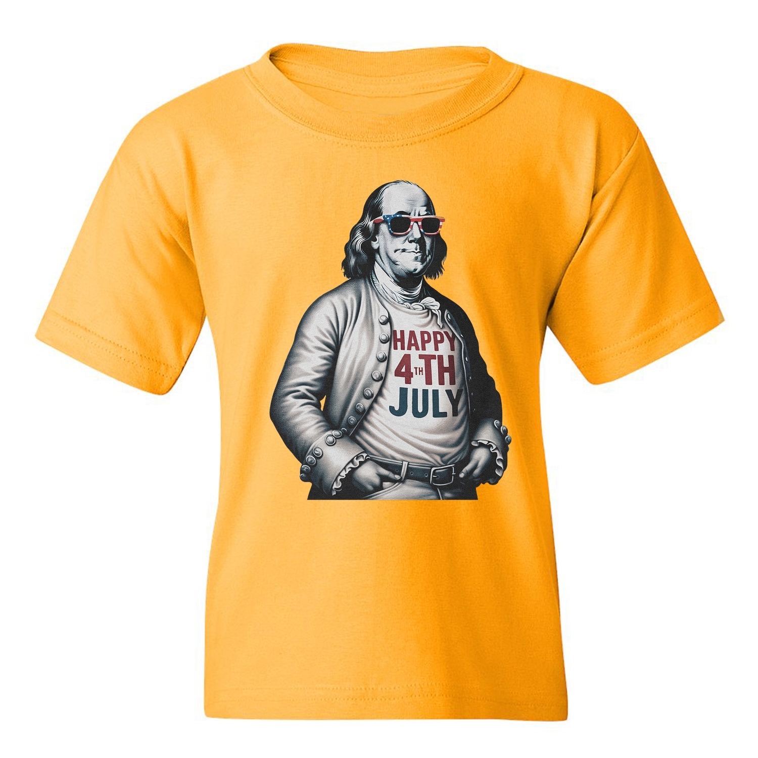 Franklin Happy 4th Of July Tribute - Independence Day Youth Unisex T-shirt - Picture 5 of 15