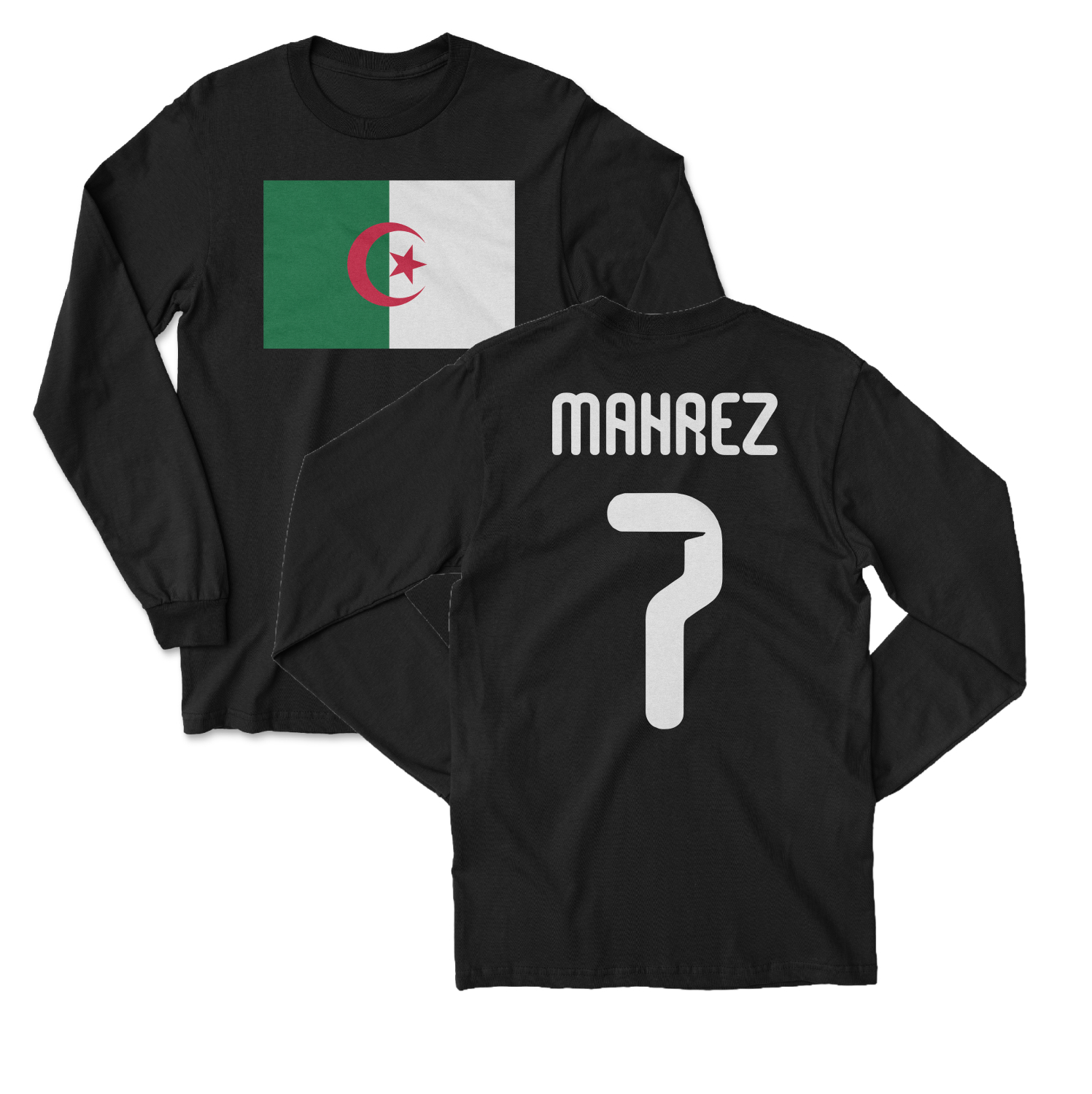 Algeria Pride Mahrez 7 Two-Sided Jersey Style Long Sleeve T-Shirt