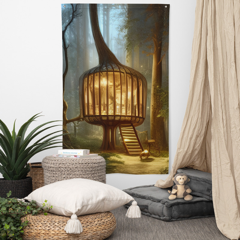 Cozy Tree House in Forrest Decor Wall Art