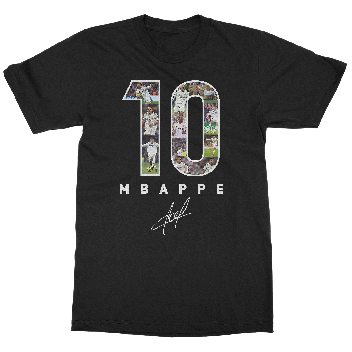 Mbappe-Inspired 10 Collage Graphic – Madrid Tribute Unisex T-Shirt