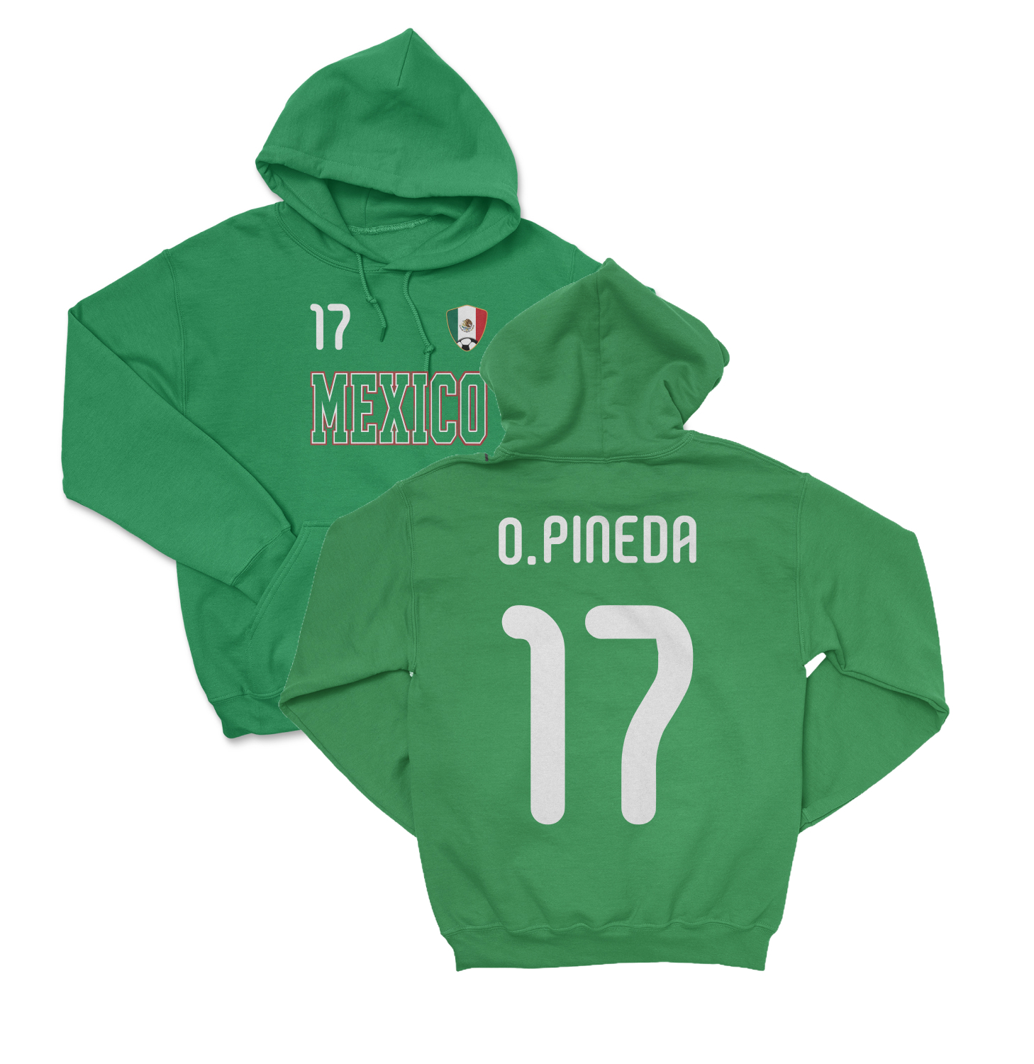 Mexico Pineda 17 Soccer Jersey Style 2-Side Unisex Hooded Sweatshirt