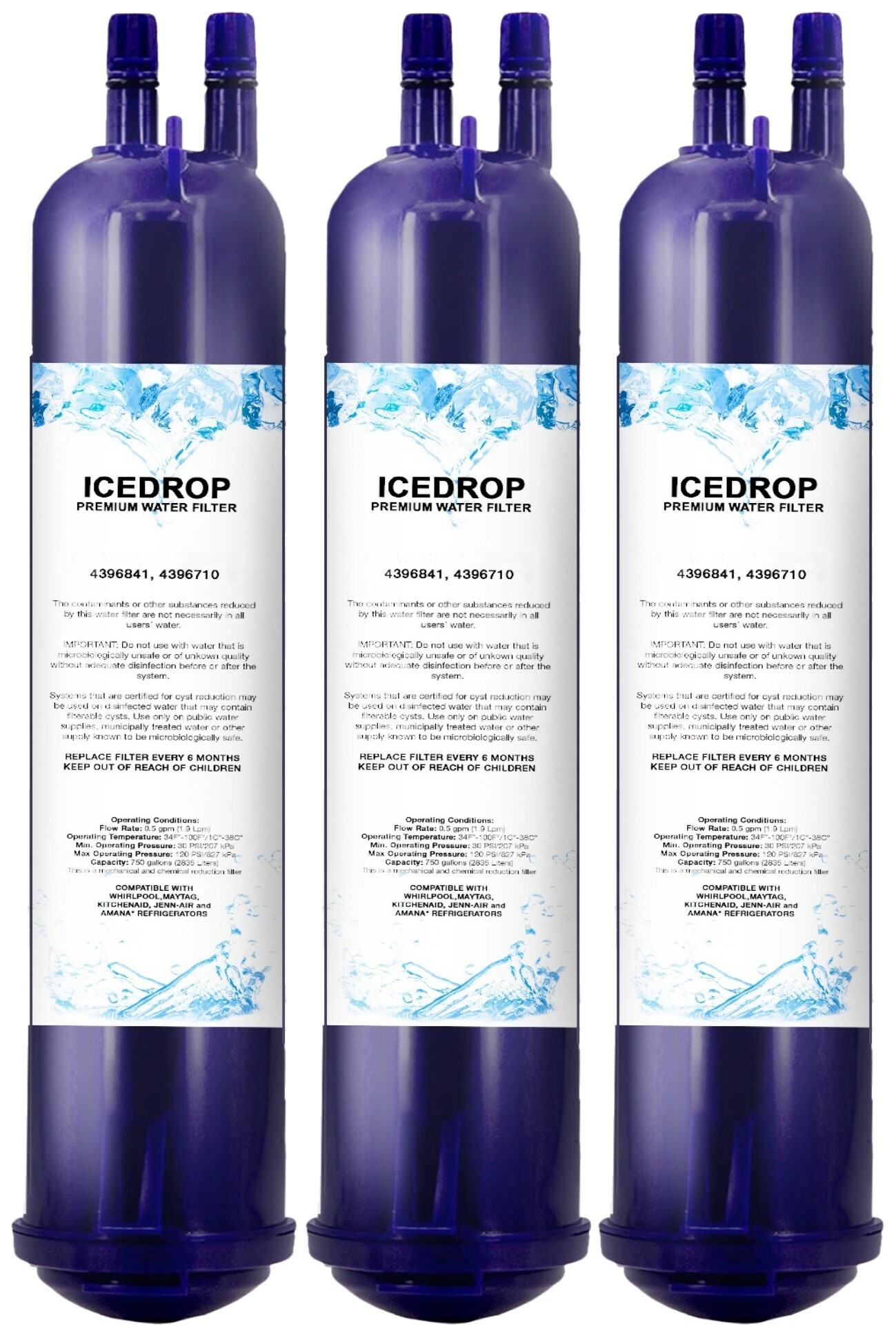 Ice Drop RRR8001PKFLTR31 Refrigerator Water Filter Compatible With