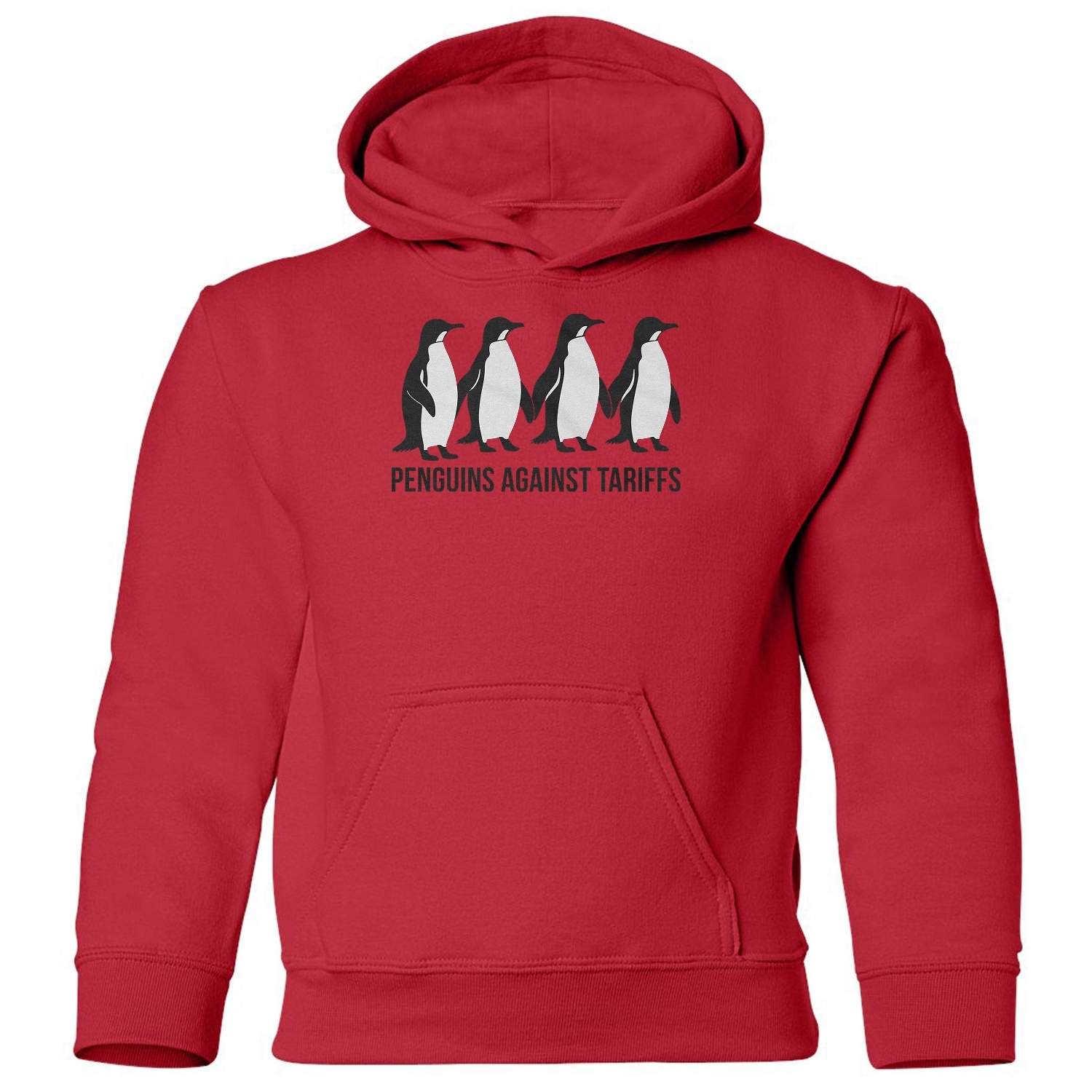 Penguins Against Tariffs - Funny Resist Protest Youth Hooded Sweatshirt - Picture 9 of 10