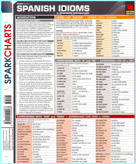 SparkCharts Spanish Idioms & Advanced Vocabulary ( SparkNotes) SparkCharts Spanish Idioms & Advanced Vocabulary ( SparkNotes)