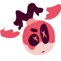 Official sprite of Buttons from Toon:HLVRAI. They resemble a stuffed animal, and are colored various shades of pink. They have button eyes and what resembles a ponytail on the top of their head.
