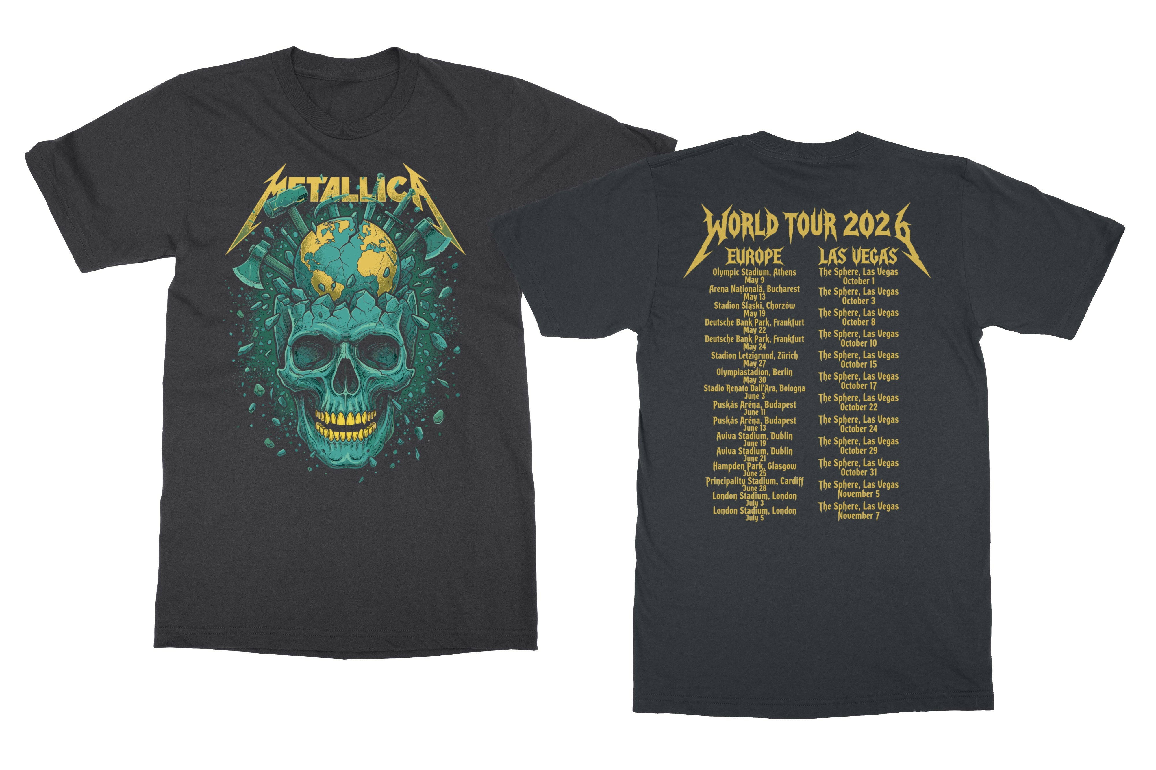 Metallica 2026 World Tour Europe Las Vegas Two-Sided Unisex T-Shirt