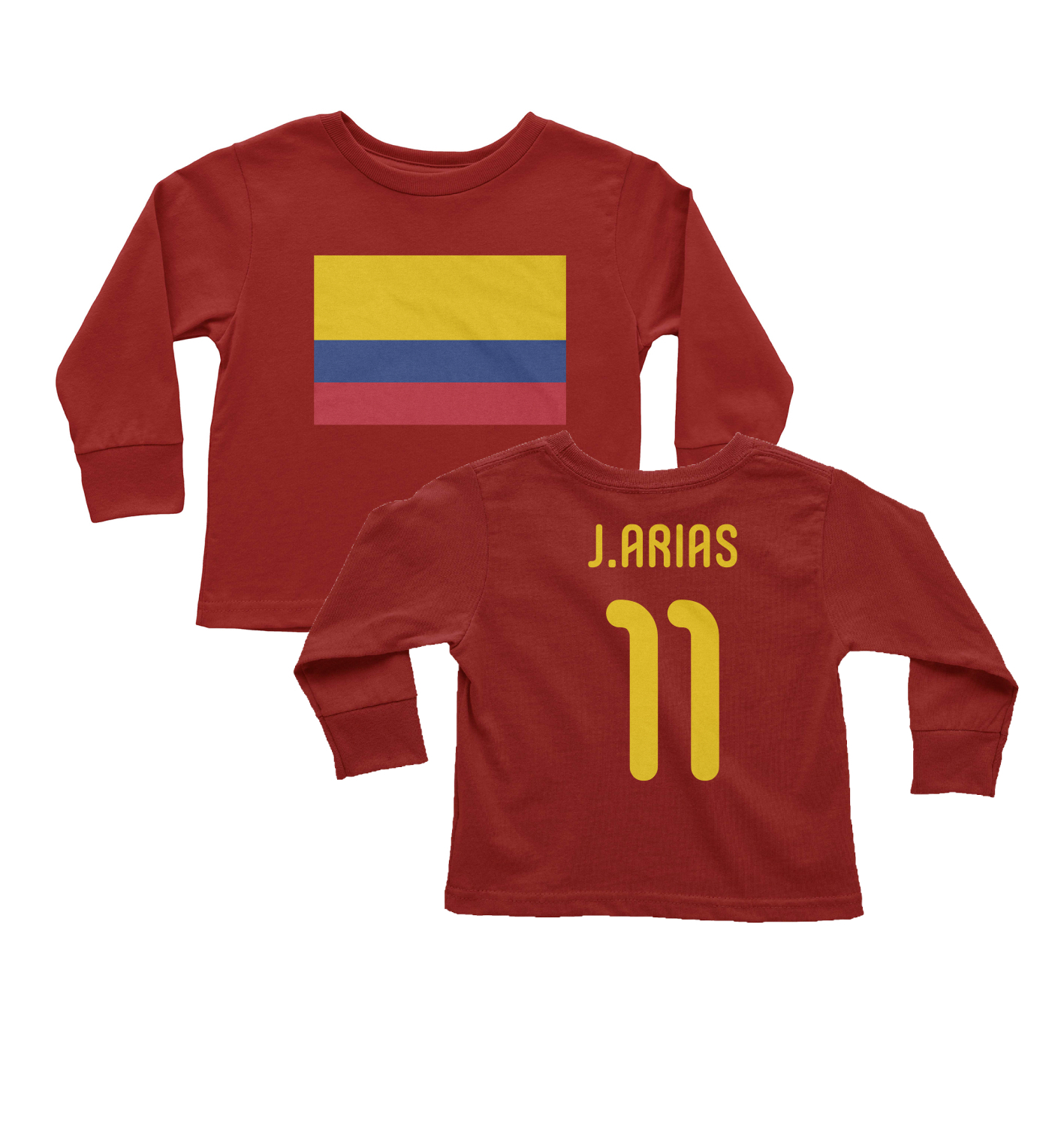 Colombia Soccer Pride J. Arias 11 Two-Sided Toddler Long Sleeve TShirt
