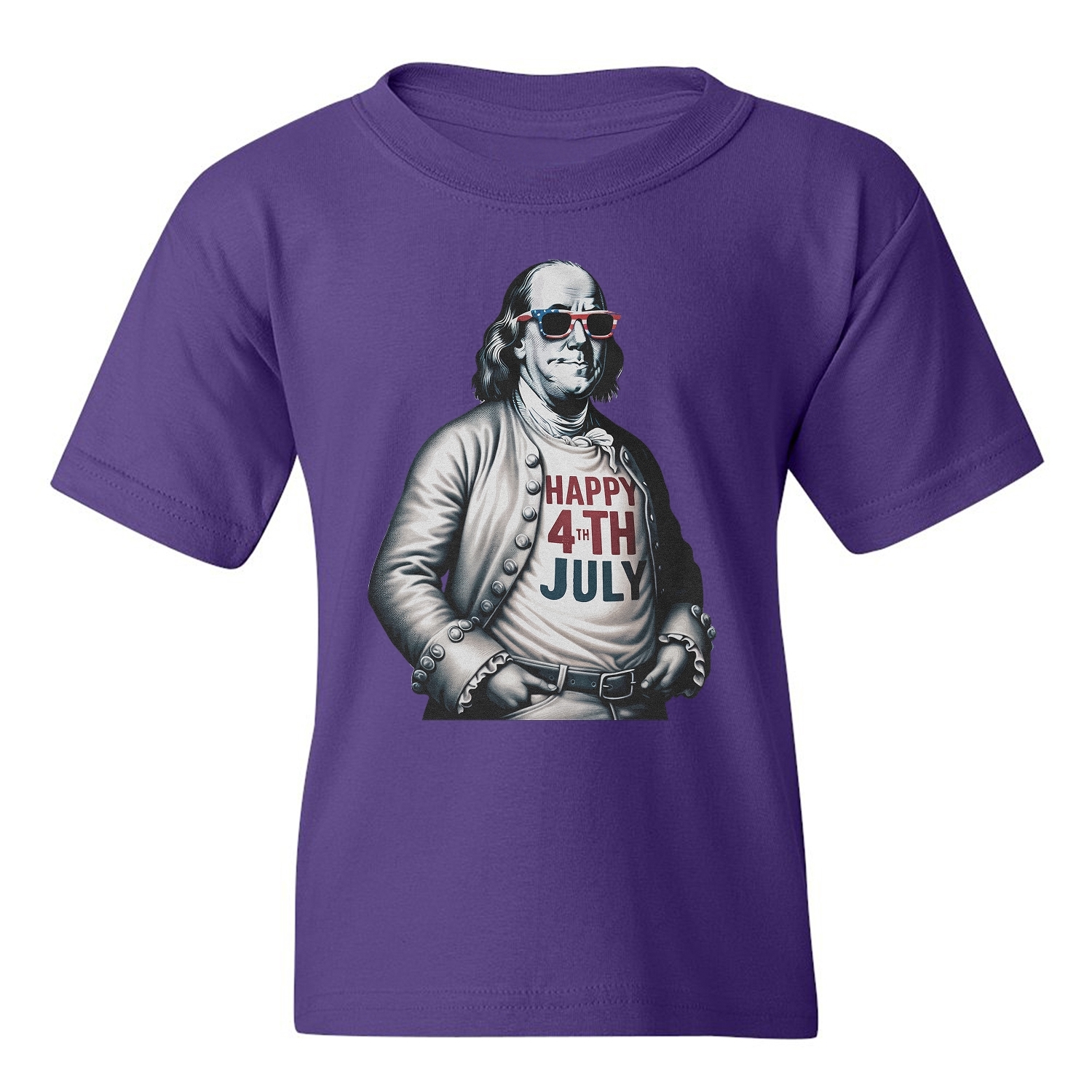 Franklin Happy 4th Of July Tribute - Independence Day Youth Unisex T-shirt - Picture 11 of 15