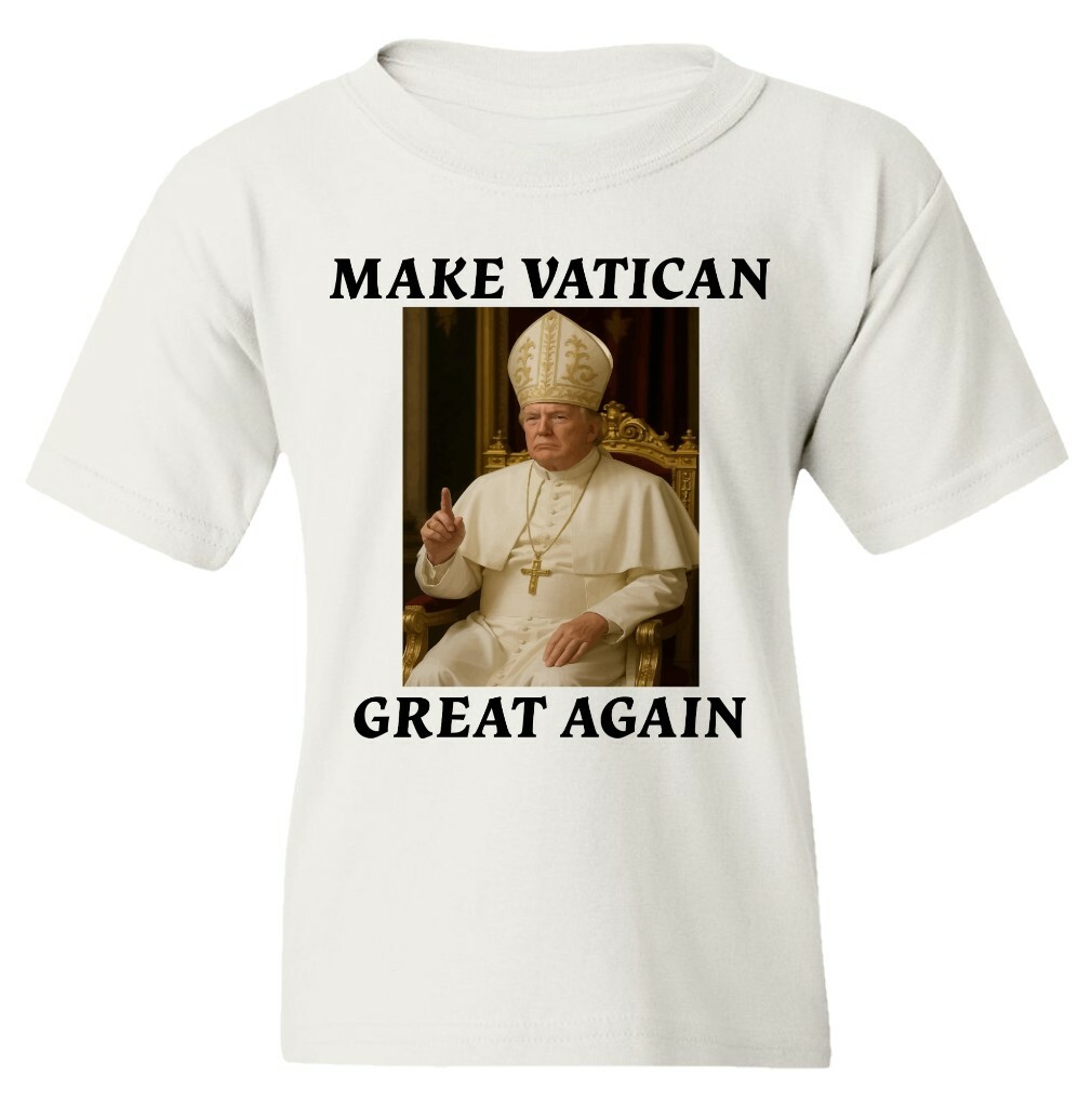 Make Vatican Great Again - Trump as Pope Funny Youth Unisex T-shirt - Picture 15 of 15