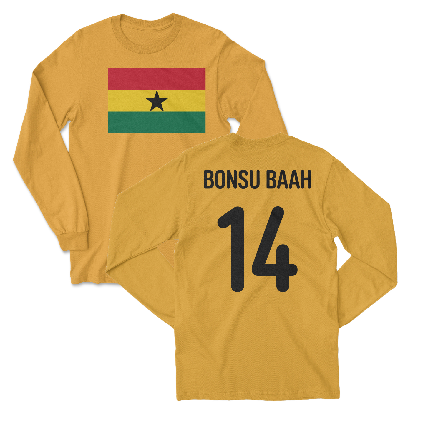 Ghana Pride Bonsu Baah 14 Two-Sided Jersey Style Long Sleeve T-Shirt