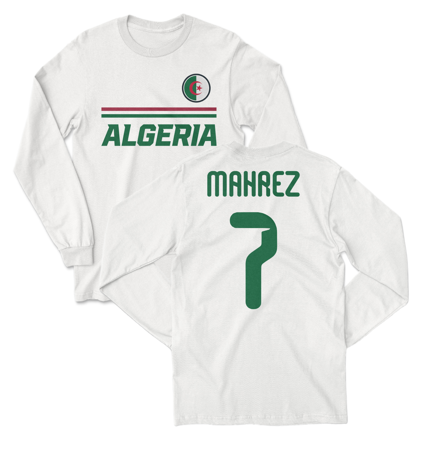 Algeria Soccer Fans Mahrez 7 Jersey Style Long Sleeve T-Shirt