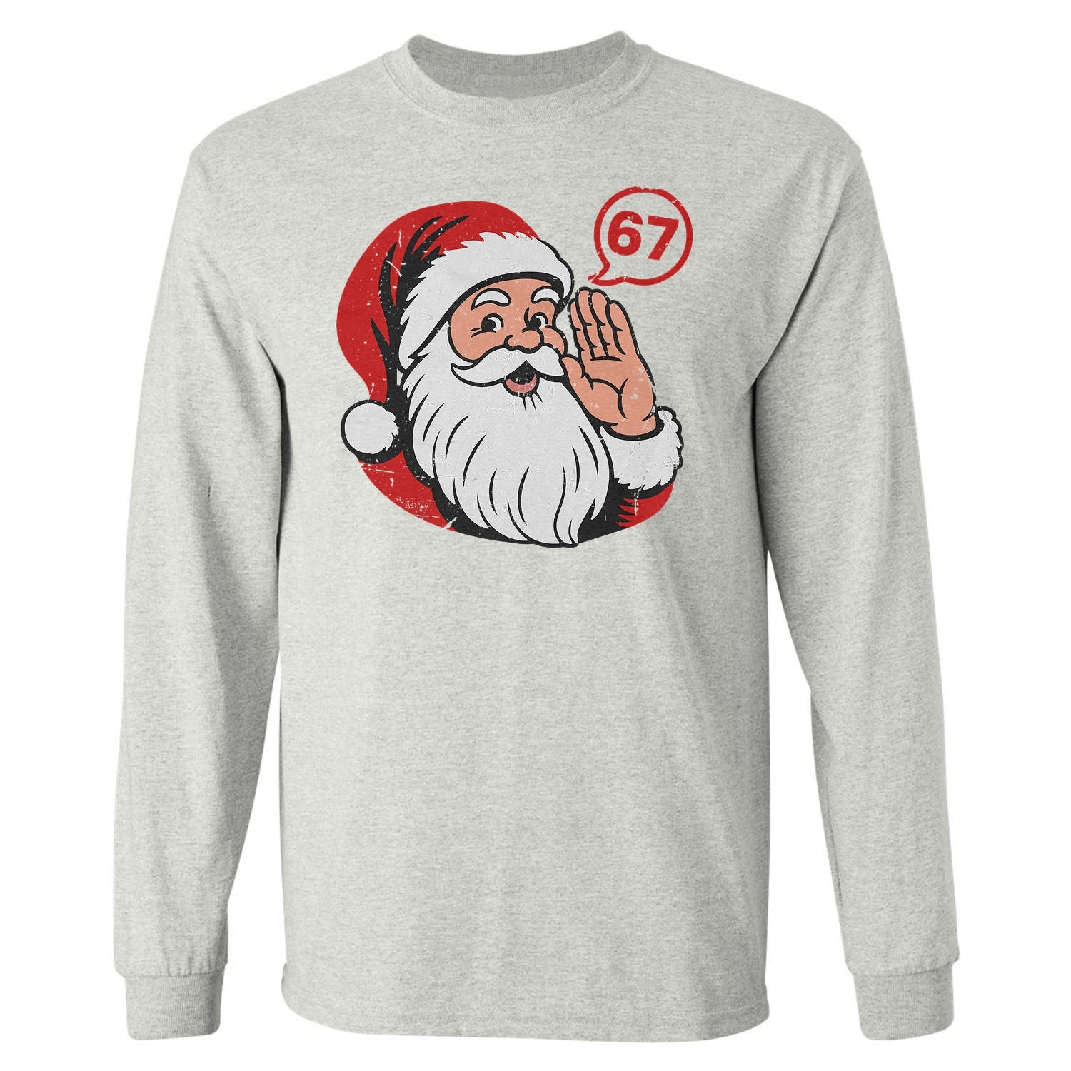 Santa Claus Six Seven � 67 Meme Funny Christmas Long Sleeve T-Shirt