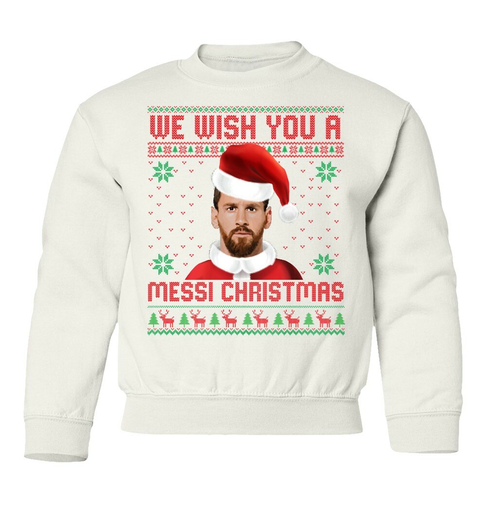 Messi Christmas Tee | Holiday Soccer Ugly Sweater Youth Crewneck Sweatshirt - Picture 9 of 9