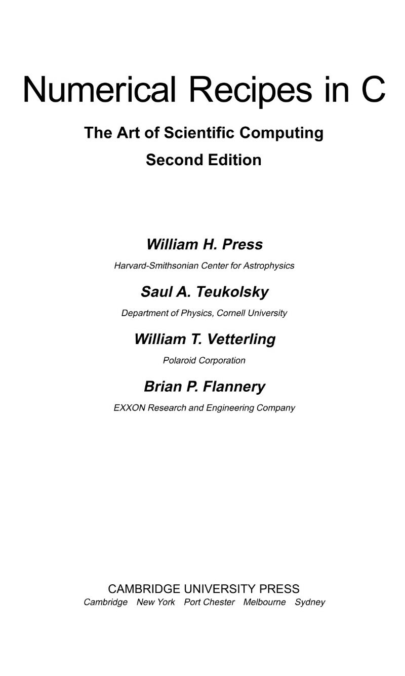 Numerical Recipes In C 2nd Ed The Art Of Scientific Computing Numerical Recipes In C 2nd Ed The Art Of Scientific Computing