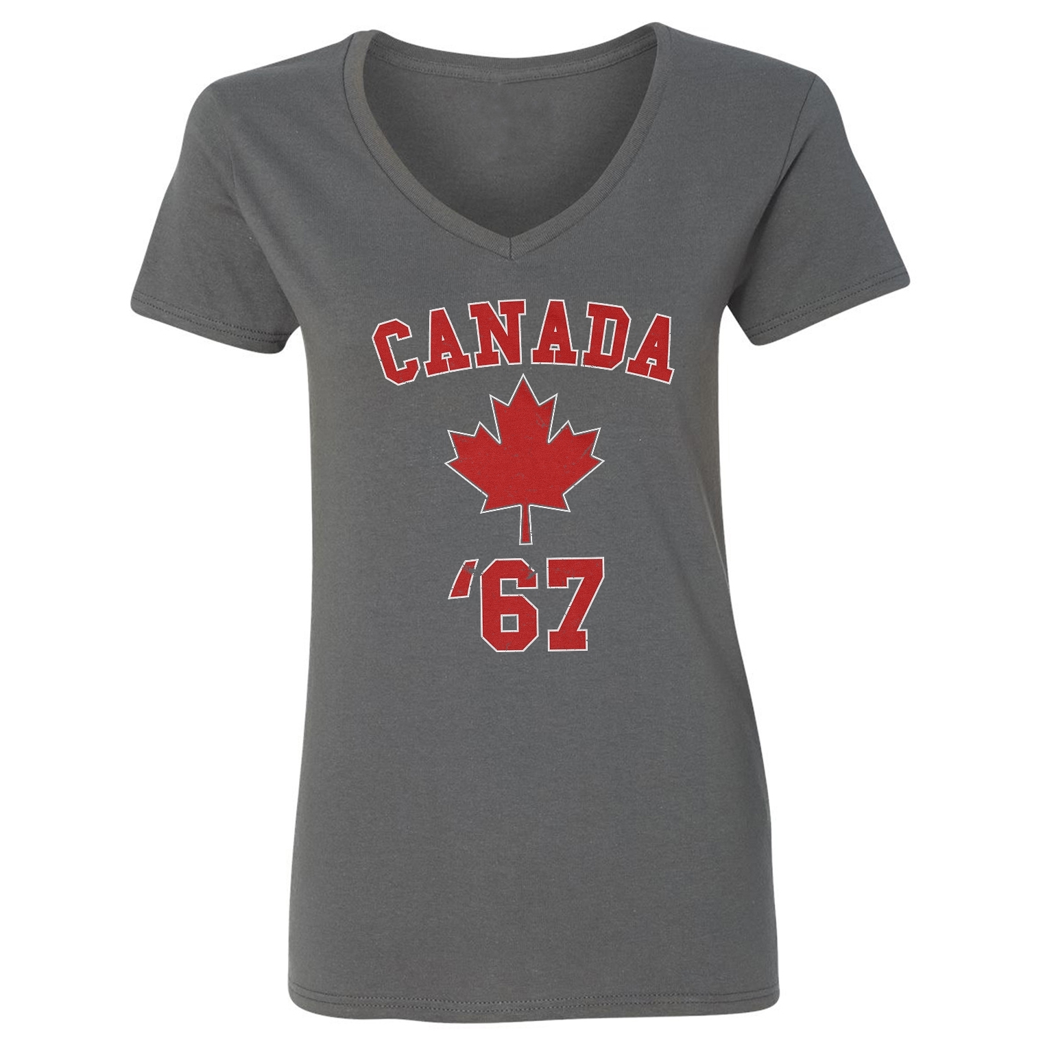 Canada Since 1867 Canadian Maple Leaf - Dominion Day Ladies' V-Neck Tshirt - Picture 3 of 3