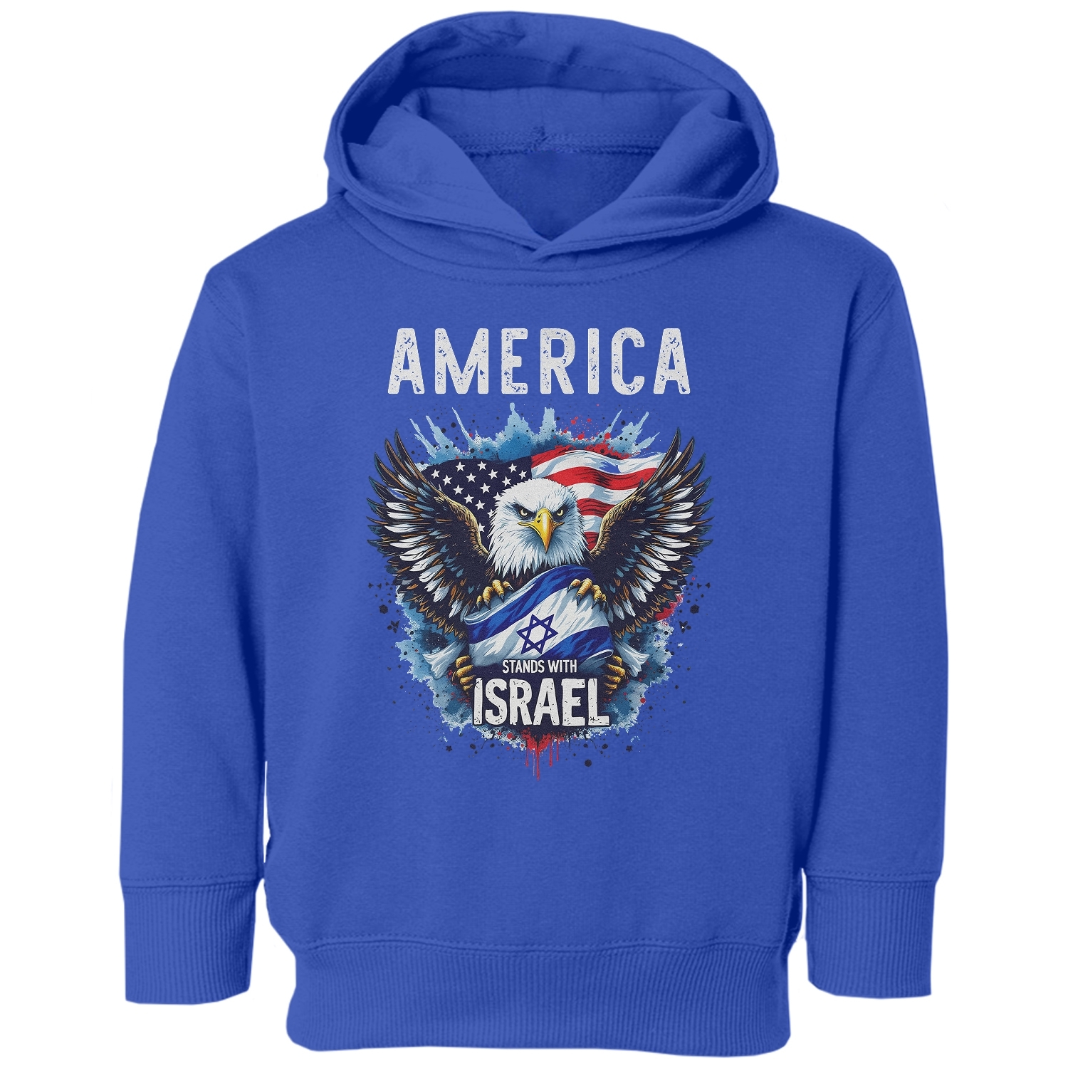 America Stands With Israel - Bald Eagle Patriotic Toddler Hooded Sweatshirt - Picture 6 of 7
