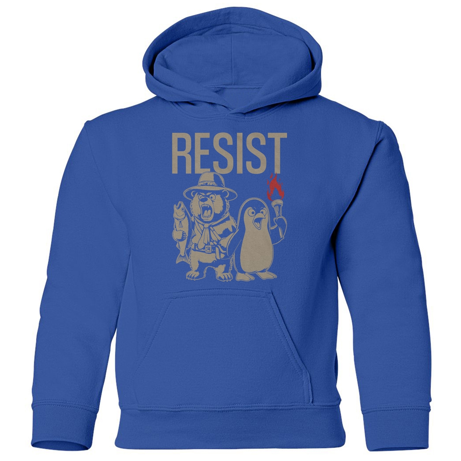 Resist Protest - Penguins and Bears Funny Youth Hooded Sweatshirt - Picture 10 of 11