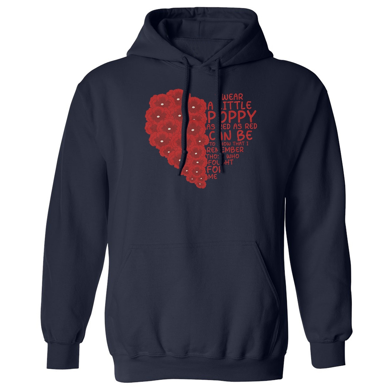 Little Red Poppy Heart – Memorial Day Tribute Unisex Hooded Sweatshirt