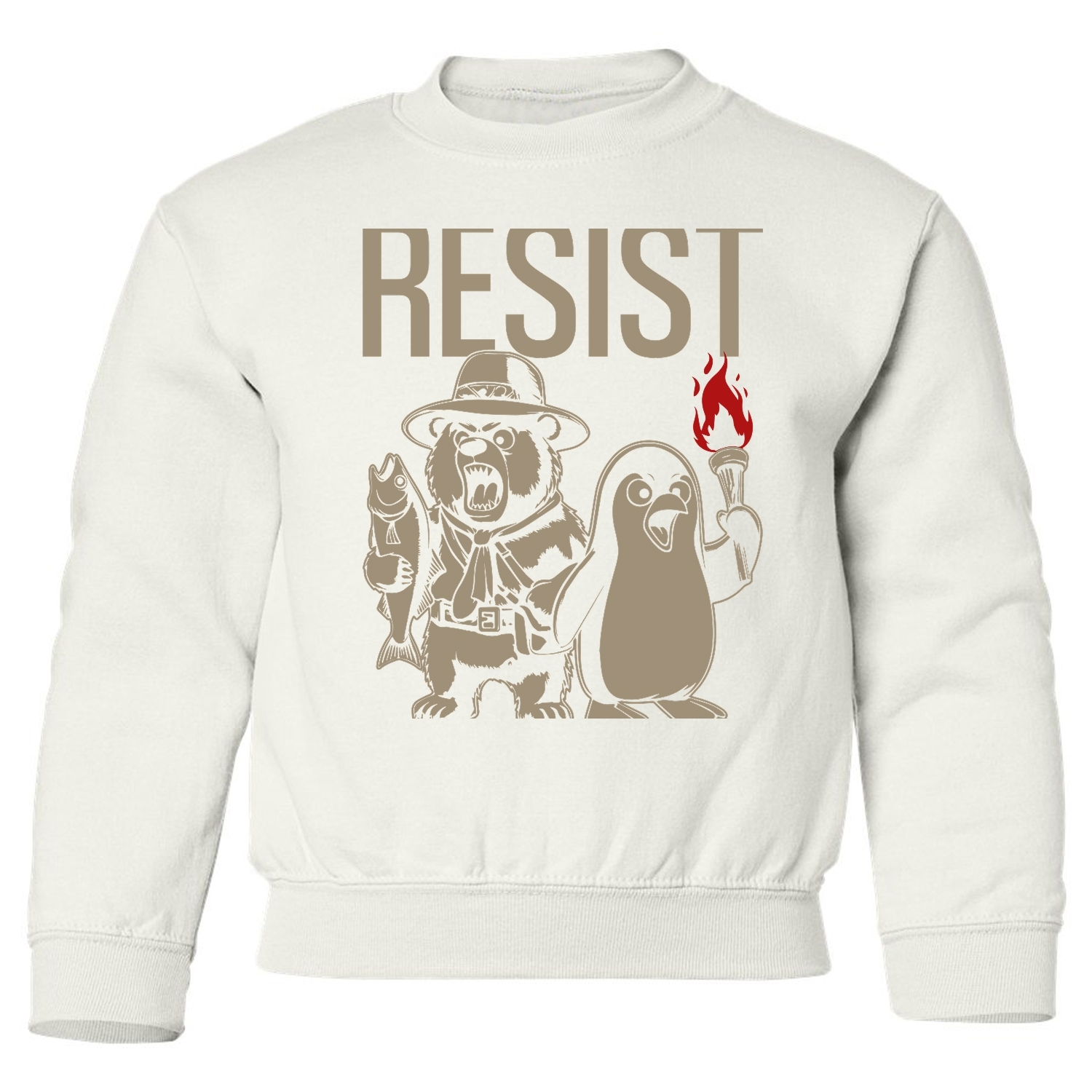 Resist Protest - Penguins and Bears Funny Youth Crewneck Sweatshirt - Picture 8 of 8