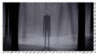 A stamp of Slenderman standing in the woods.