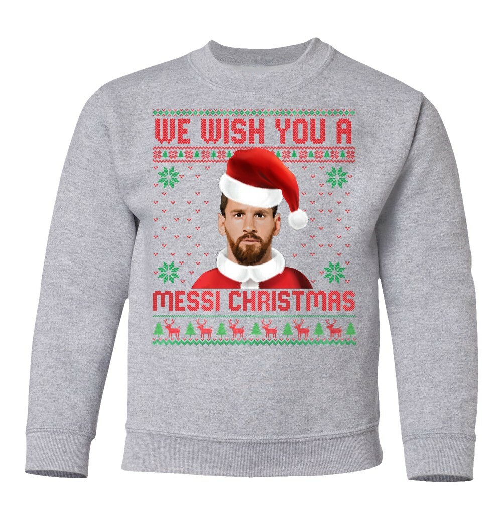 Messi Christmas Tee | Holiday Soccer Ugly Sweater Youth Crewneck Sweatshirt - Picture 2 of 9