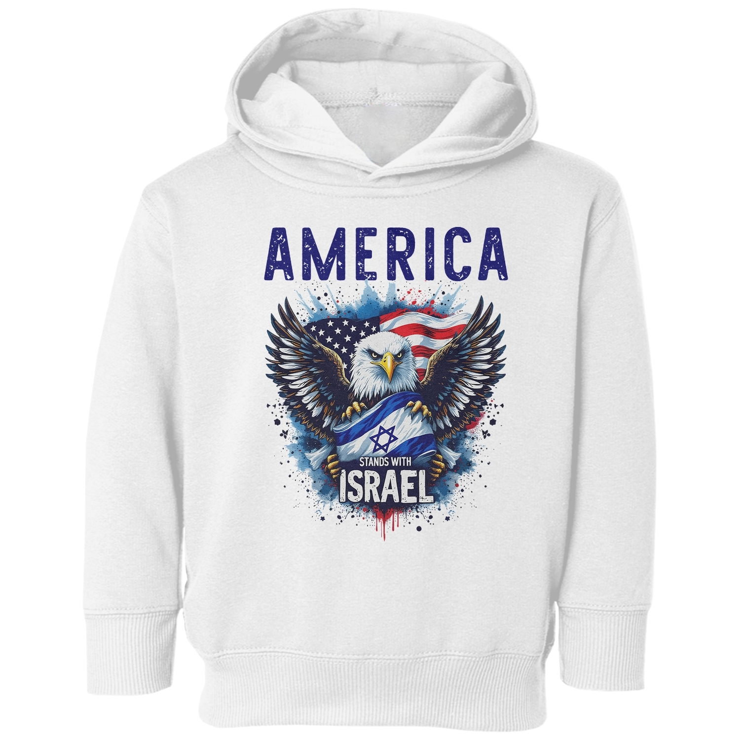 America Stands With Israel - Bald Eagle Patriotic Toddler Hooded Sweatshirt - Picture 7 of 7