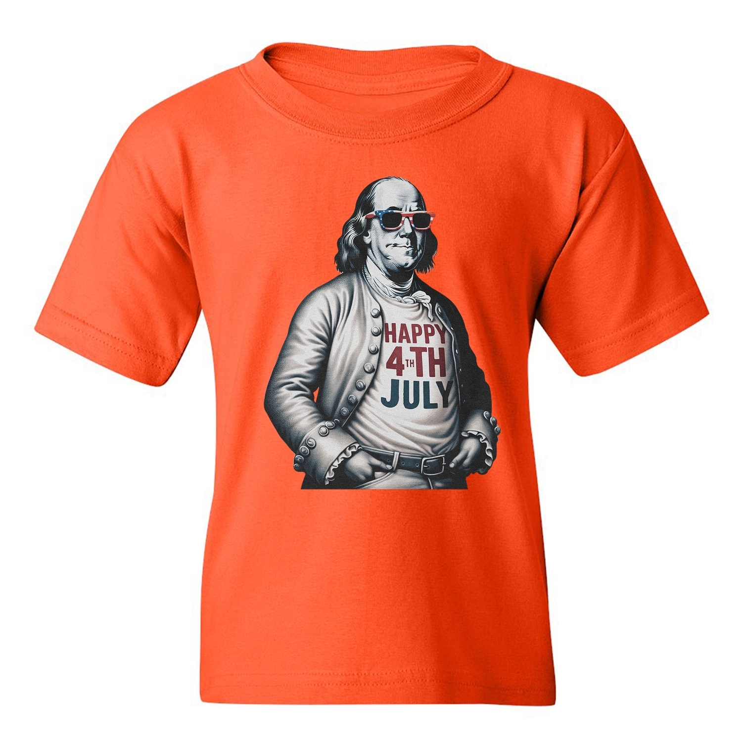 Franklin Happy 4th Of July Tribute - Independence Day Youth Unisex T-shirt - Picture 10 of 15